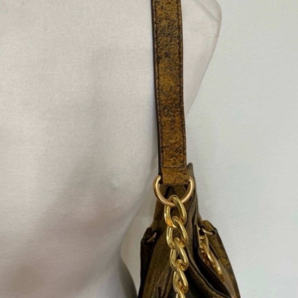 Michael Kors Women's Bronze Metallic Hamilton Gold Chunky Chain Strap Satchel - Picture 10 of 16
